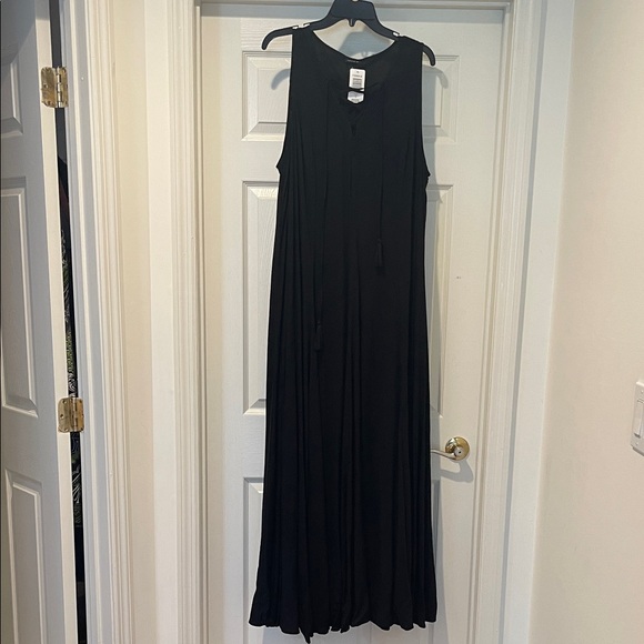 NWT LBD Black Boho Flowy Effortless Romy Modern Tank Maxi Dress Size 18-20 - Picture 2 of 10